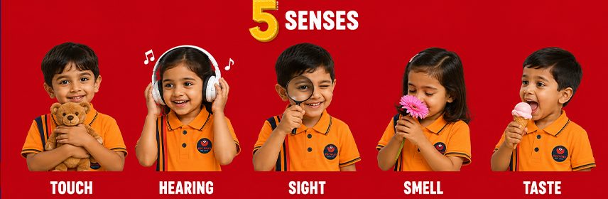 Preschool children learning about the five senses through fun and interactive activities