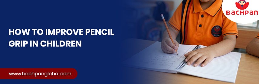 Child practising activities to improve pencil grip and handwriting skills