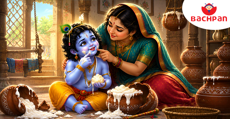 Little Krishna with Mother Yashoda during his childhood