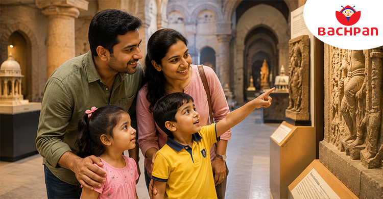 Children visiting a museum to learn about the national leaders of India