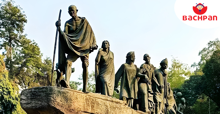 Mahatma Gandhi leading the Dandi March during India's independence movement