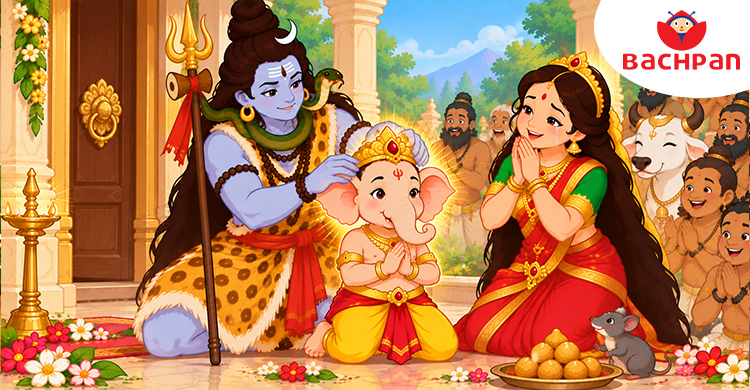 Lord Ganesha receives an elephant head in the Ganesh Chaturthi story