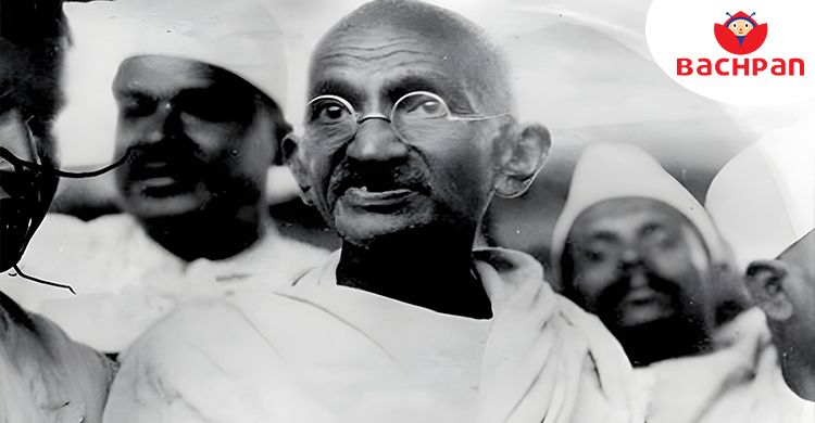 Mahatma Gandhi leading people during India's freedom struggle