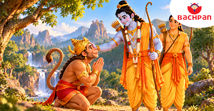 Lord Rama meets Hanuman during his search for Sita