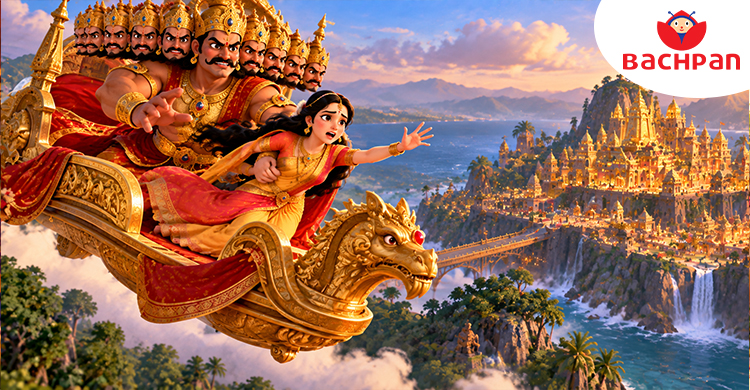 Ravana takes Sita to Lanka in the Dussehra story for kids