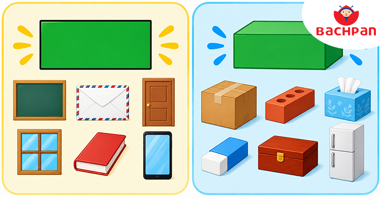 Rectangle shape objects for kids learning shape names and geometry