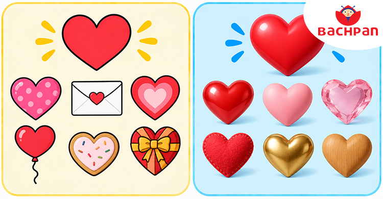 Heart-shaped objects that kids can recognize easily