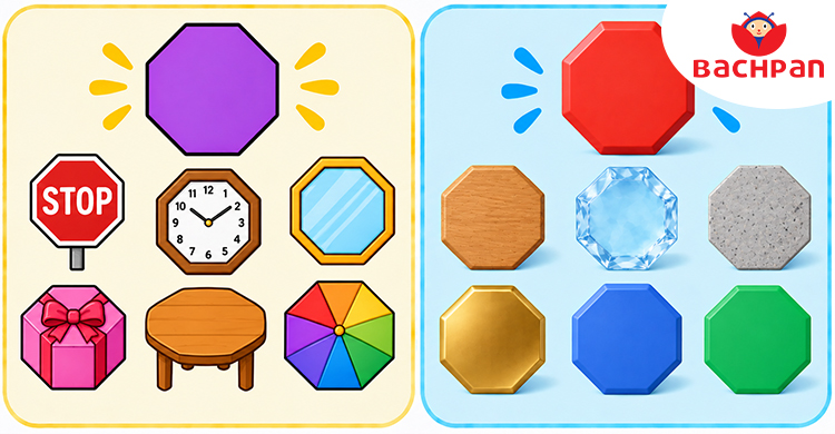 Octagon-shaped objects for kids with eight-sided examples