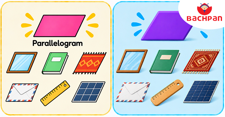 Parallelogram shape images with simple examples for children