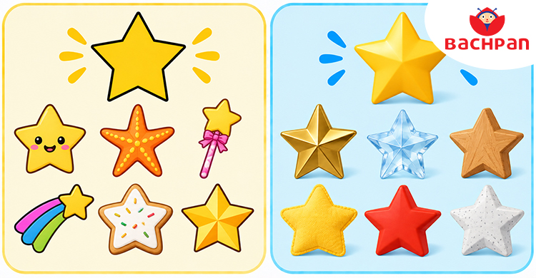 Star shape objects for kids learning common shape names