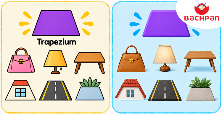 Trapezium shape objects for kids learning different shape names