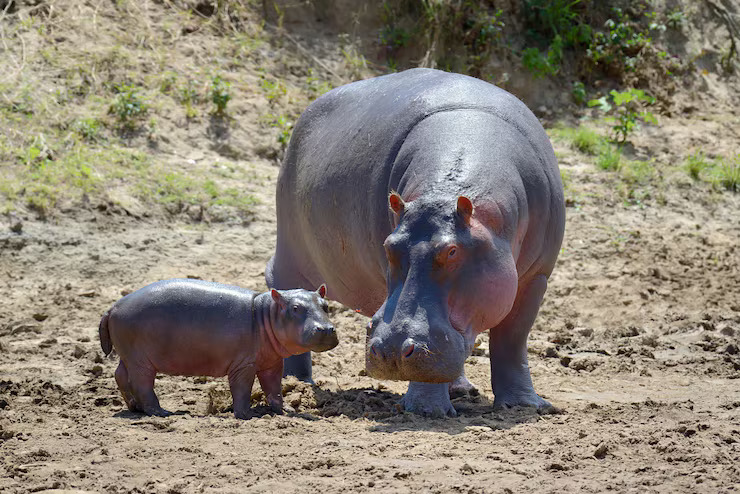 Hippopotamus and calf – animals and their babies names