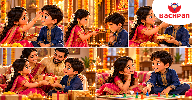 People celebrating Bhai Dooj with traditional rituals and sibling blessings