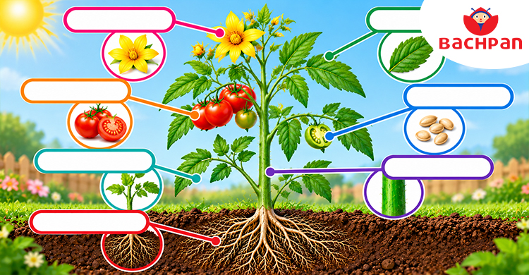 Worksheet for children to identify and label plant parts