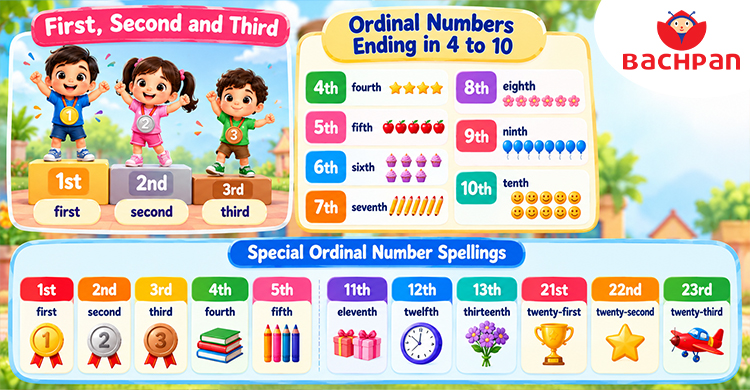 Rules for writing ordinal numbers and their abbreviations for children