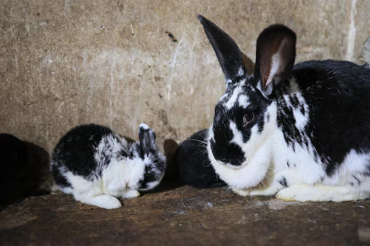 A rabbit with its young kit