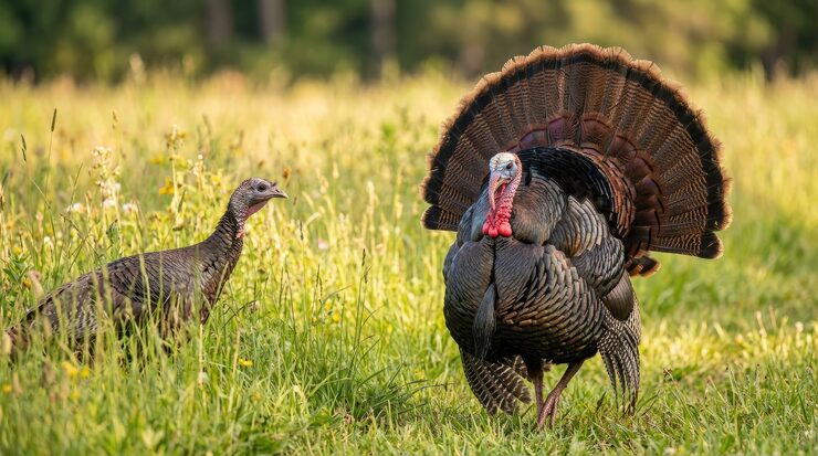 A turkey with its young poult