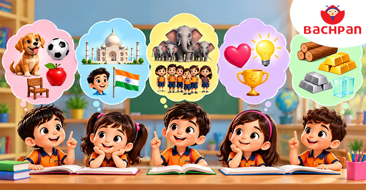 Examples of common, proper, collective, and abstract nouns